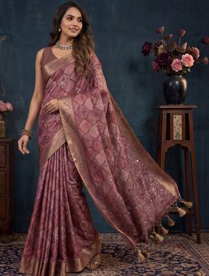 Woven design zari silk blend kanjeevaram saree 3