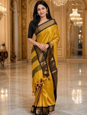 Woven design zari pure cotton kanjeevaram saree 1