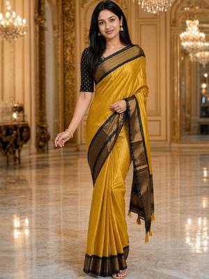Woven design zari pure cotton kanjeevaram saree 2