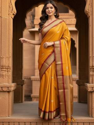 Woven design zari pure cotton kanjeevaram saree 2