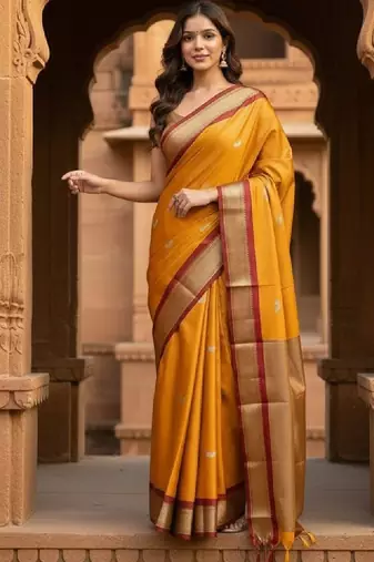 Woven design zari pure cotton kanjeevaram saree