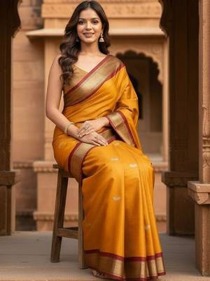 Woven design zari pure cotton kanjeevaram saree 4