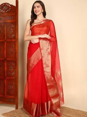 Embellished silk blend kanjeevaram saree 1