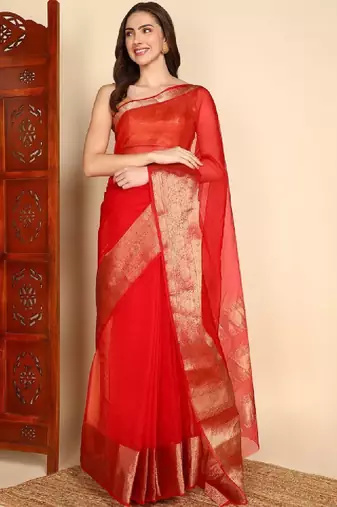 Embellished silk blend kanjeevaram saree