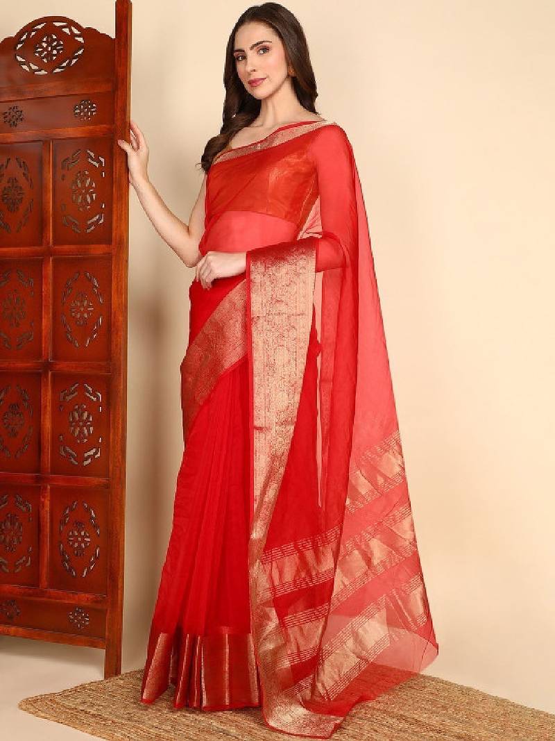Embellished silk blend kanjeevaram saree