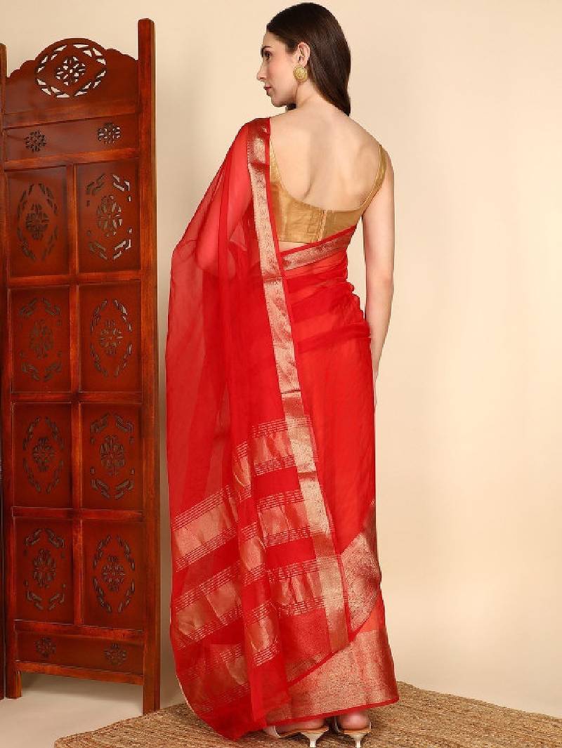 Embellished silk blend kanjeevaram saree