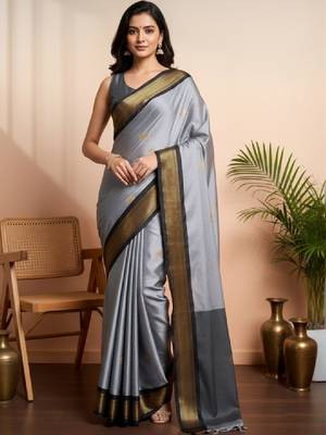 Ethnic motifs zari pure cotton kanjeevaram saree 2