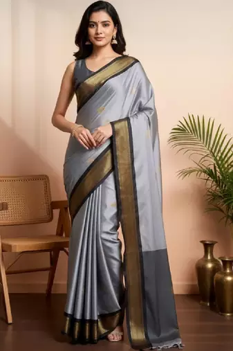 Ethnic motifs zari pure cotton kanjeevaram saree