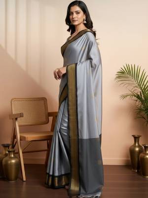 Ethnic motifs zari pure cotton kanjeevaram saree 3