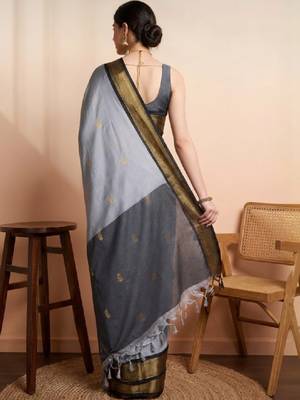 Ethnic motifs zari pure cotton kanjeevaram saree 4
