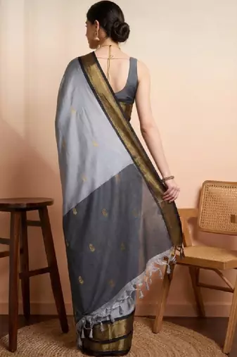 Ethnic motifs zari pure cotton kanjeevaram saree