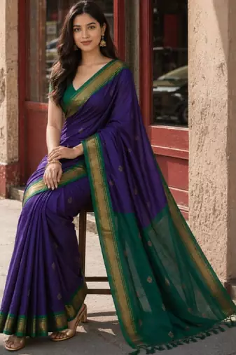 Woven design zari pure cotton kanjeevaram saree