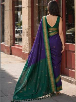 Woven design zari pure cotton kanjeevaram saree 3