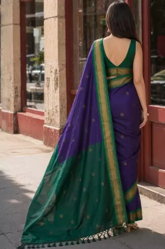 Woven design zari pure cotton kanjeevaram saree