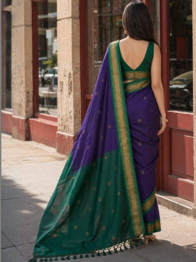 Woven design zari pure cotton kanjeevaram saree