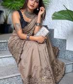 Embellished embroidered art silk kanjeevaram saree