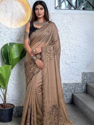 Embellished embroidered art silk kanjeevaram saree 3