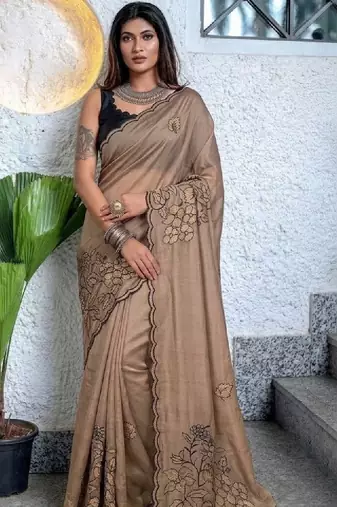 Embellished embroidered art silk kanjeevaram saree