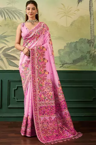 Woven design zari pashmina handloom kanjeevaram saree
