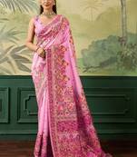 Woven design zari pashmina handloom kanjeevaram saree