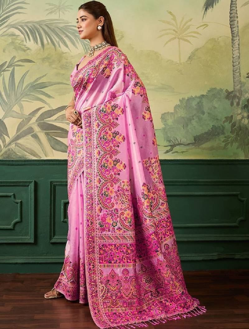 Woven design zari pashmina handloom kanjeevaram saree