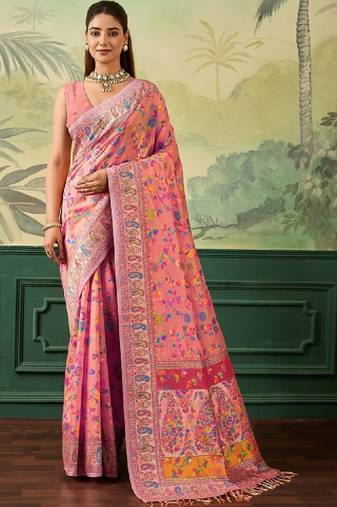 Woven design zari pashmina handloom kanjeevaram saree