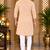 Men's peach textured cotton kurta with white pyjama set