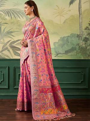 Woven design zari pashmina handloom kanjeevaram saree 2