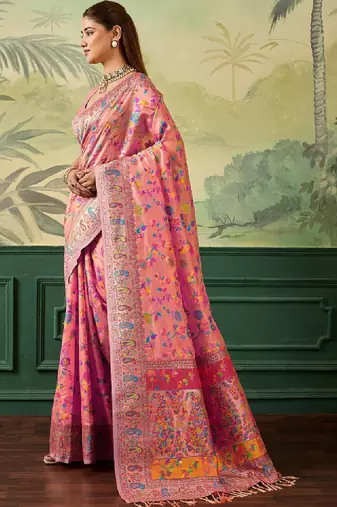 Woven design zari pashmina handloom kanjeevaram saree