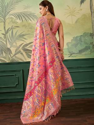 Woven design zari pashmina handloom kanjeevaram saree 3