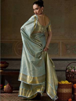 Woven design zari silk blend designer kanjeevaram saree 2