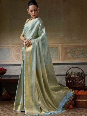 Woven design zari silk blend designer kanjeevaram saree 3