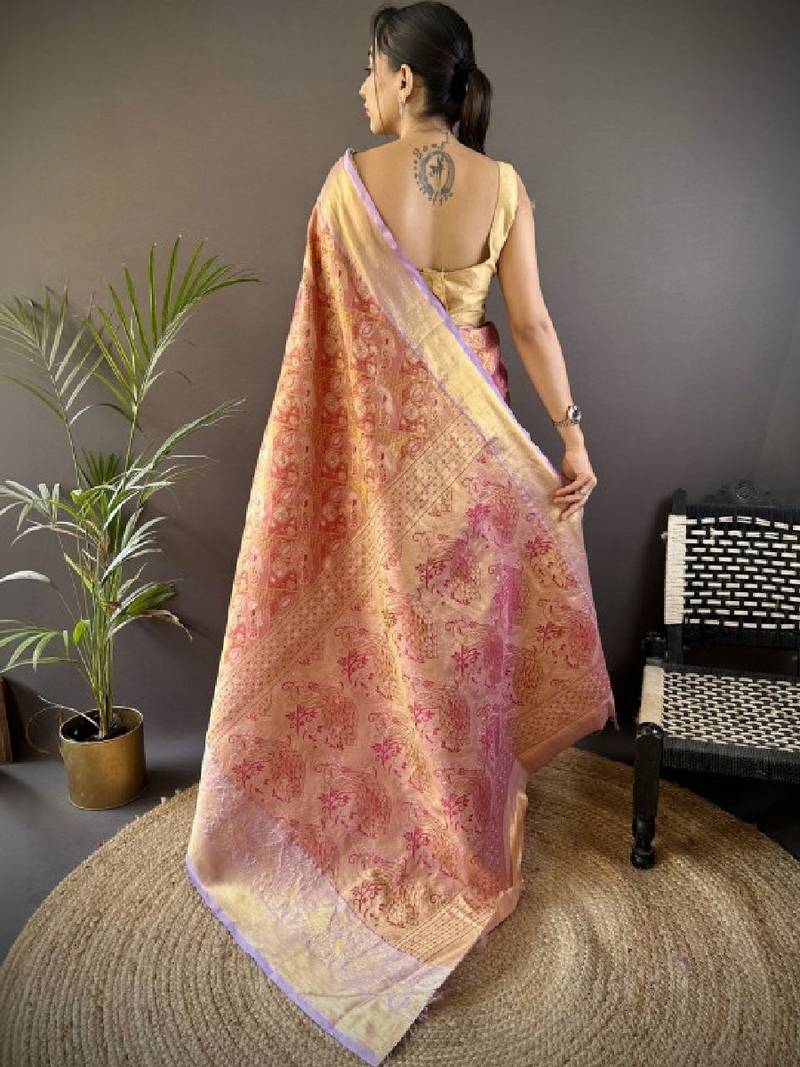 Woven design sarees with blouse piece