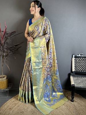 Woven design kanjeevaram sarees blouse piece 1