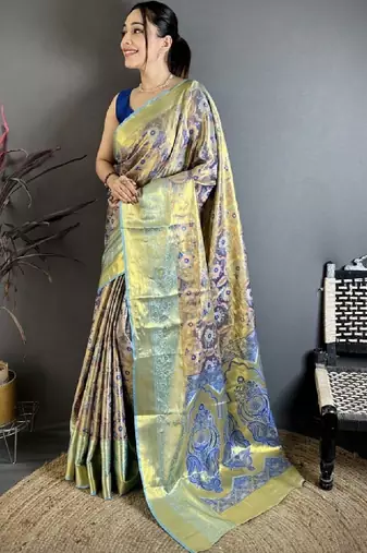 Woven design kanjeevaram sarees blouse piece