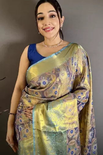 Woven design kanjeevaram sarees blouse piece