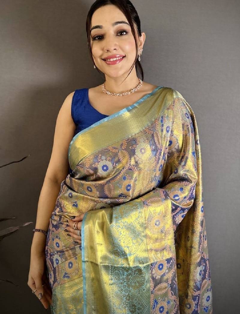 Woven design kanjeevaram sarees blouse piece