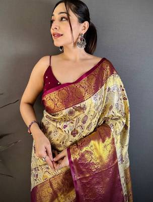 Floral zari art silk heavy work kanjeevaram saree 2