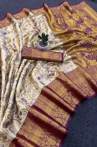 Floral zari art silk heavy work kanjeevaram saree
