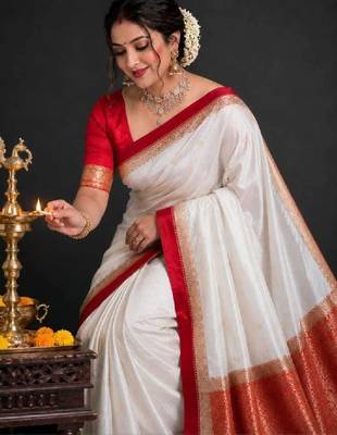 Woven design zari pure cotton kanjeevaram saree 2