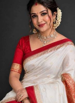 Woven design zari pure cotton kanjeevaram saree 3