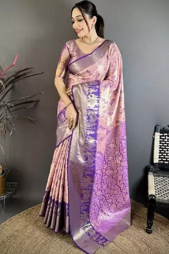 Woven design kanjeevaram sarees with unstitched blouse piece
