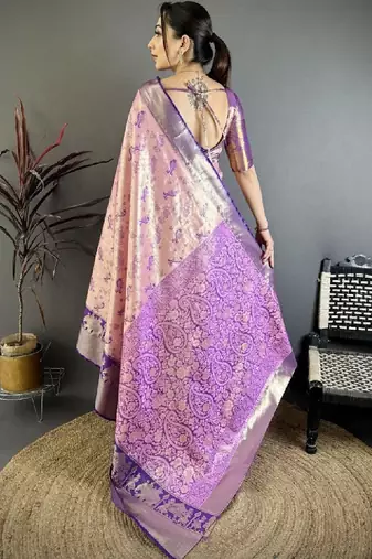 Woven design kanjeevaram sarees with unstitched blouse piece