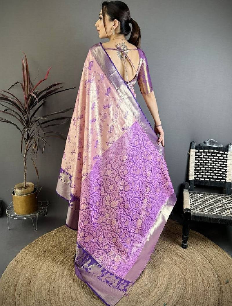 Woven design kanjeevaram sarees with unstitched blouse piece