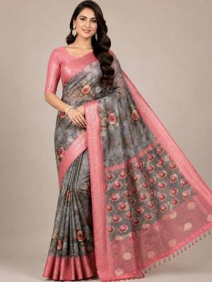 Floral zari silk blend kanjeevaram saree 1
