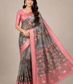 Floral zari silk blend kanjeevaram saree