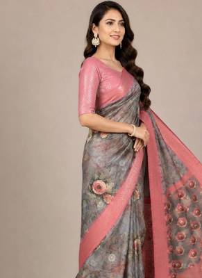Floral zari silk blend kanjeevaram saree 3