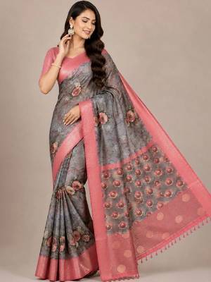 Floral zari silk blend kanjeevaram saree 4