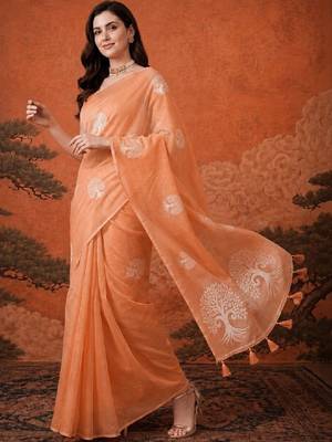 Ethnic motifs zari pure cotton handloom kanjeevaram saree 1