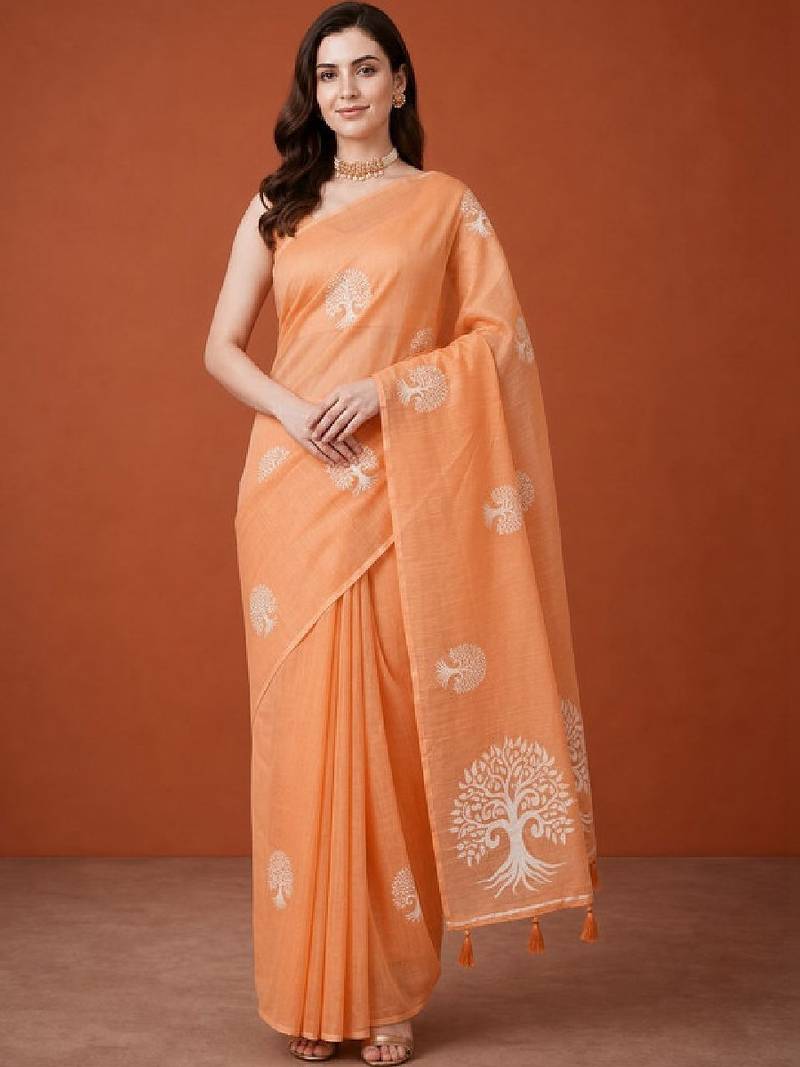 Ethnic motifs zari pure cotton handloom kanjeevaram saree